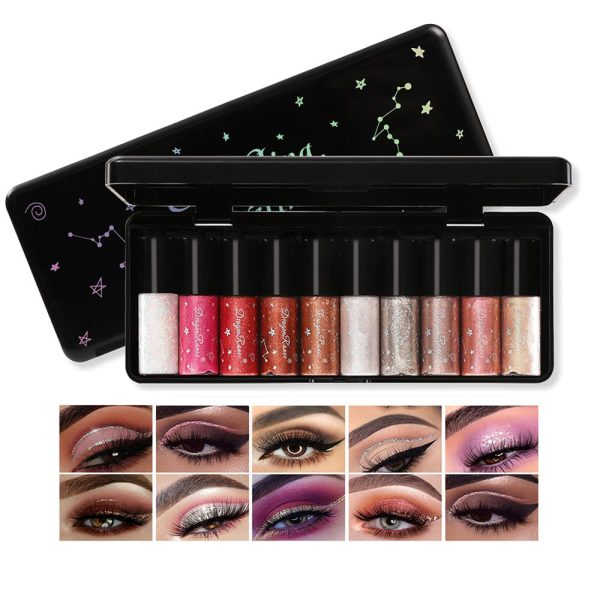 10 Colors Glitter Liquid Eyeliner Shining Eyeliner Set For Girls .