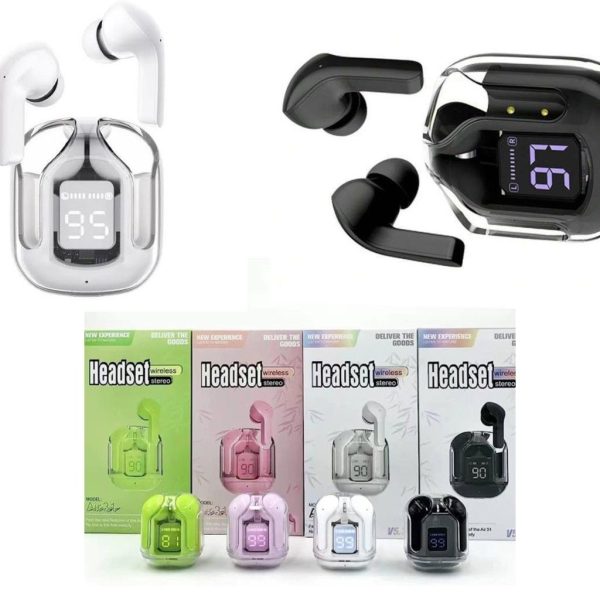 Air31 Earbuds Wireless Crystal Transparent Body | Air 31 – (without Pouch) Random Colors