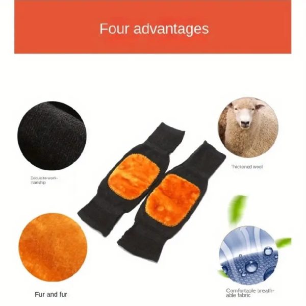 (1pair) Knee Warmer Woolen Knee Cap For Men And Women (random Design)