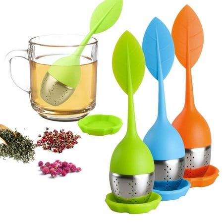 Silicone Tea Infuser – Stainless Steel Strainer Drip Tray Included (random Color)